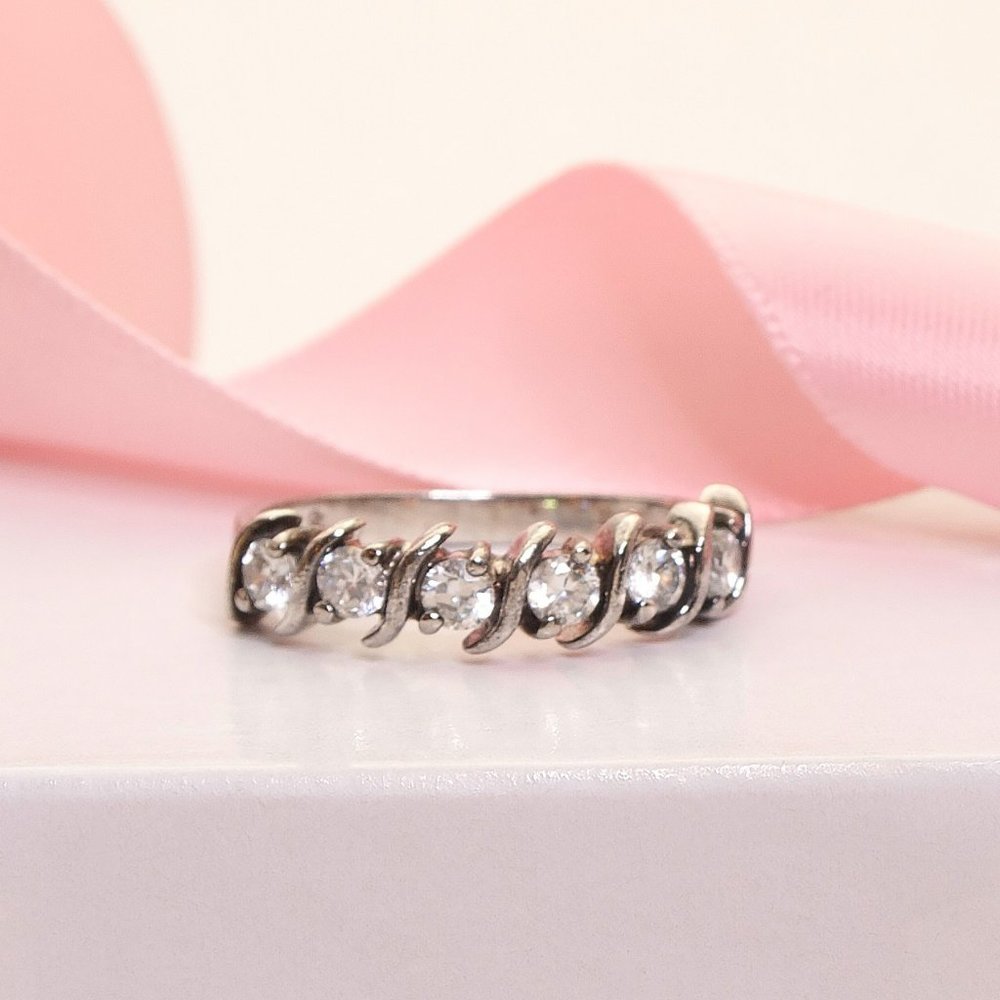 Silver Cz Ring, Solid Sterling Silver 925 Ring, S… - image 1